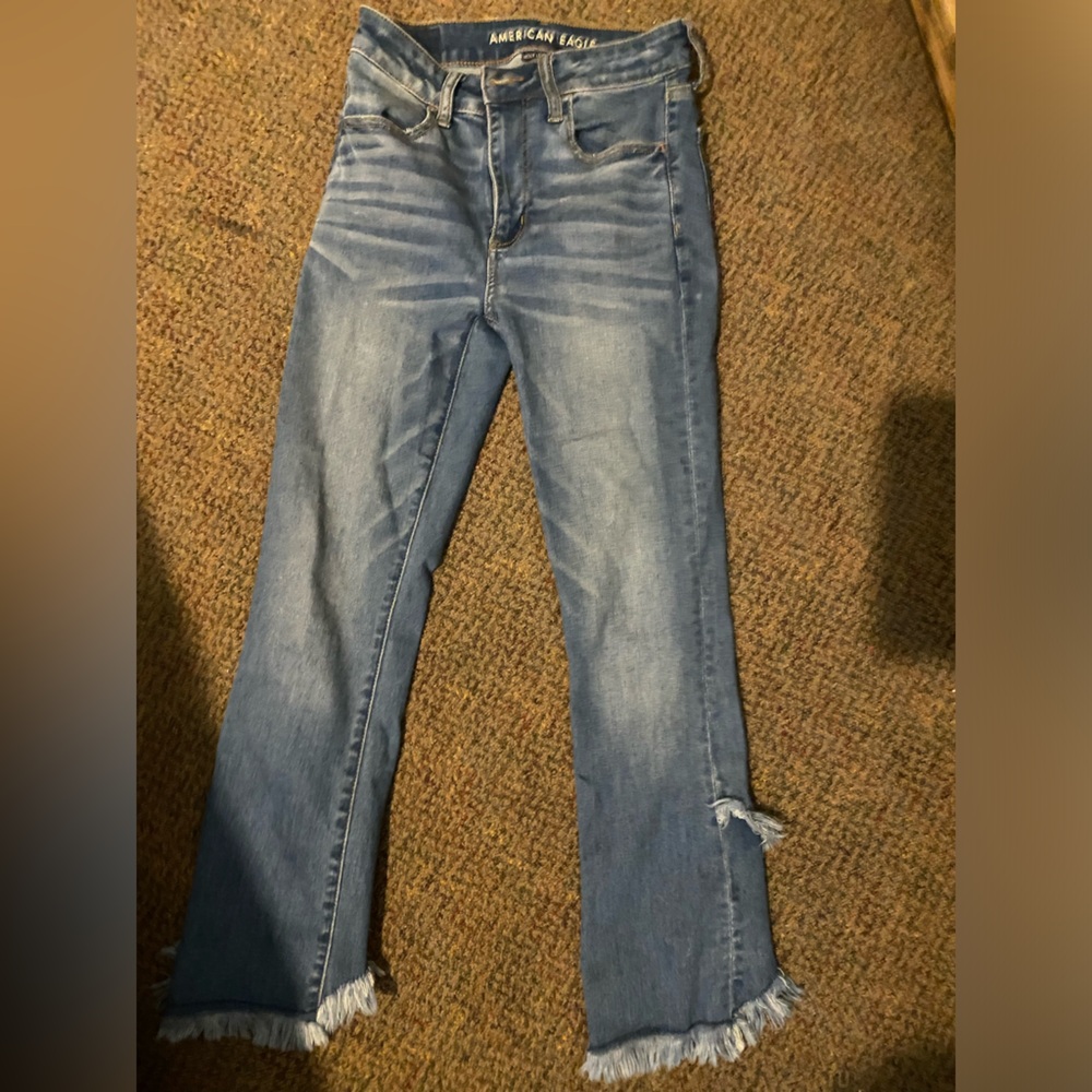 American eagle flare distressed jeggings